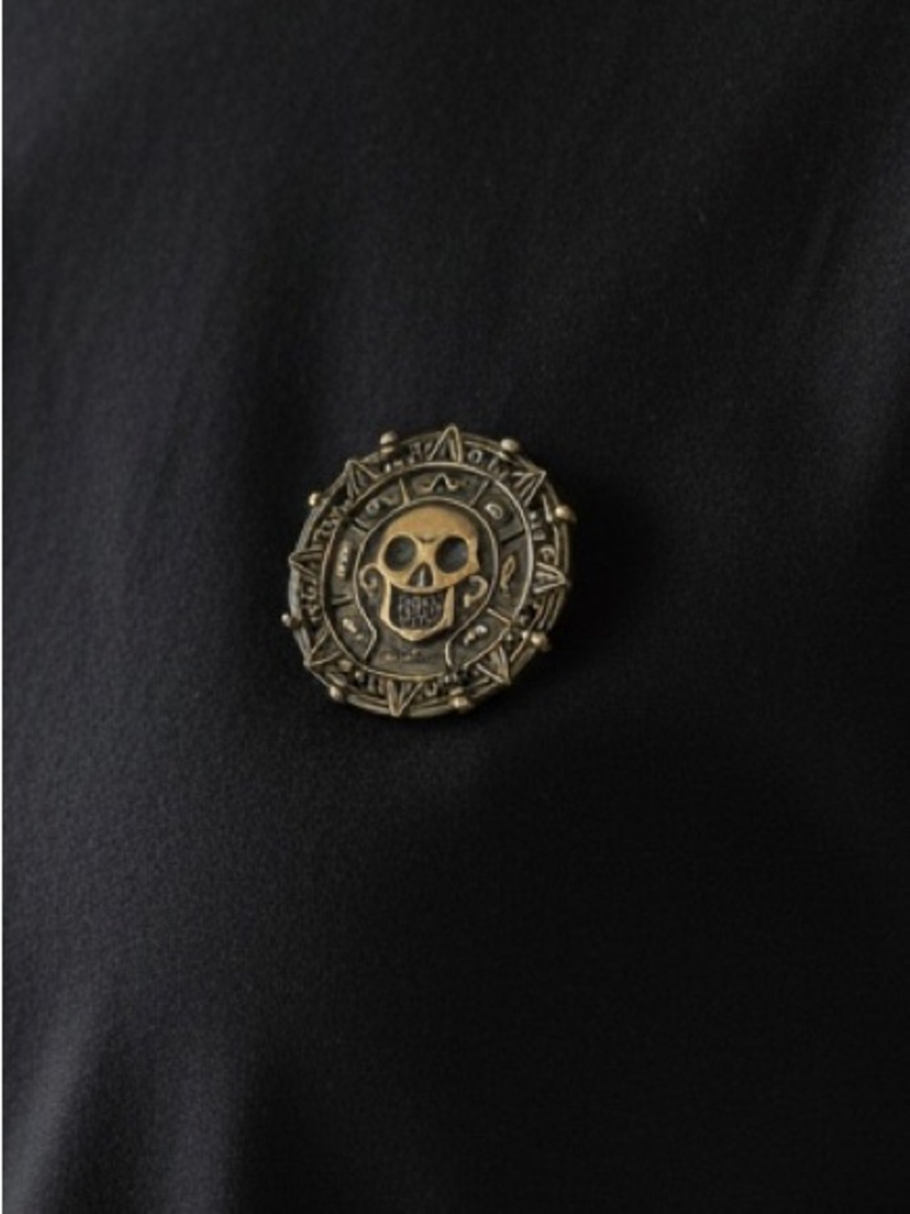 10/3 Disney Brass Skull Compass Lapel Pin - Antique Gold Tone